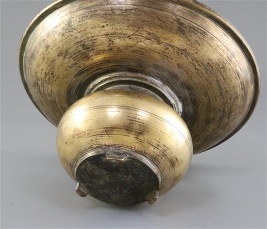 A 17th century Indian bronze spittoon, diameter 13in. height 7.25in.